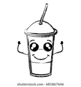 coffee shake with straw kawaii character