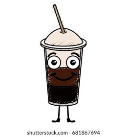 coffee shake with straw kawaii character
