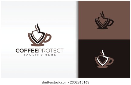 coffee and shield logo design