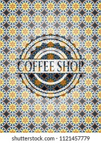 Coffee Shop arabesque style emblem. arabic decoration.