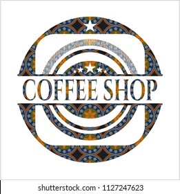 Coffee Shop arabic emblem. Arabesque decoration.