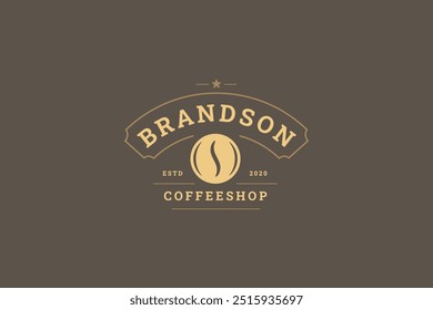 Coffee shop aroma morning beverage retro logo design template vector flat illustration. Coffeeshop cafe cafeteria store old style logotype with bean hot caffeine drink brand advertising