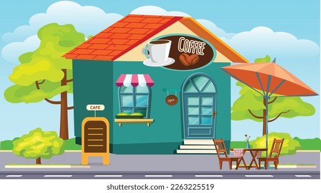 Kaffeeshop-Hintergrund für die Bearbeitung von Illustrationen