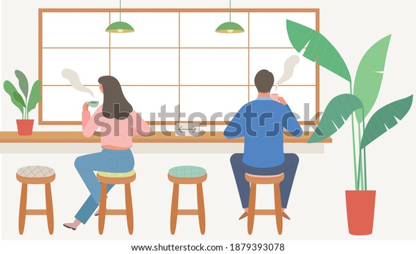 Coffee Shop Background People Illustration Man Stock Vector (Royalty ...