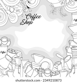 Hintergrundvorlage des Kaffeeshops im Doodart-Design und gute Vorlage für die Kaffeetage-Kampagne