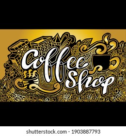Coffee shop, background with a text
