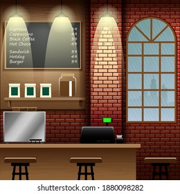 Coffee Shop background vector illustration asset with separated layers