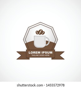 the coffee shop badge with the coffee bean vector above
