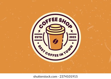 Coffee Shop Badge Logo Design Template in Vintage or Retro Style