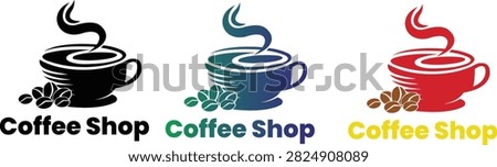 Coffee shop badge logo label icon set hot beverage vector illustration isolated background