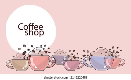  Coffee shop banner. Doodle style Vector illustration. 