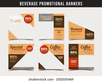 Coffee shop banner for social media post template