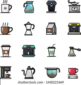 Coffee Shop Barista Cafe Elements Full Color Vector Icon Set Pack Illustration
