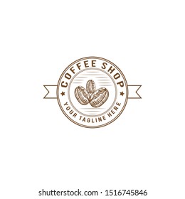 Coffee Shop with Coffee Beans  Logo Vector Icon Illustration