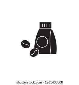 Coffee shop black vector concept icon. Coffee shop flat illustration, sign