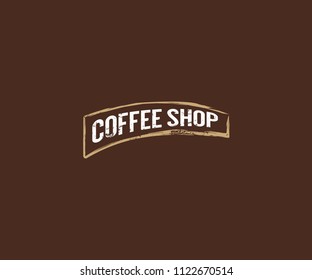 Coffee Shop Brush Grunge Ribbon Vector