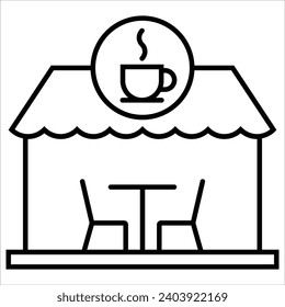 Coffee Shop, Building icon, landmark sign vector illustration 