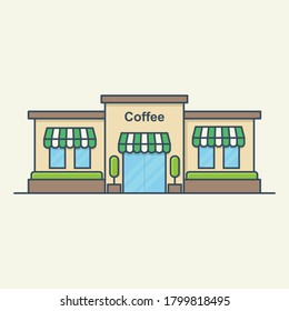 Coffee shop building icon vector illustration. Building adn landmark icon