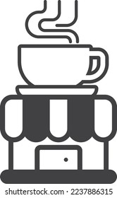coffee shop building illustration in minimal style isolated on background