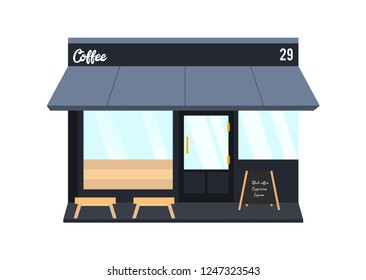 coffee shop building isolated flat design. coffee house