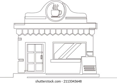 Coffee shop building sign icon in flat style. Building vector illustration on white isolated background. Architecture business concept.