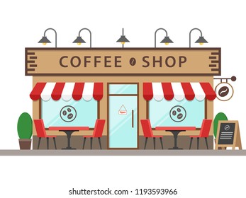 Coffee Shop Building Street Vector Icon