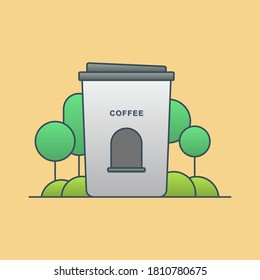 Coffee shop building vector icon illustration