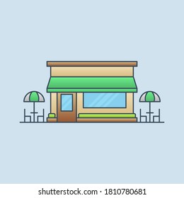Coffee shop building vector icon illustration