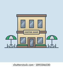 Coffee shop building vector icon illustration