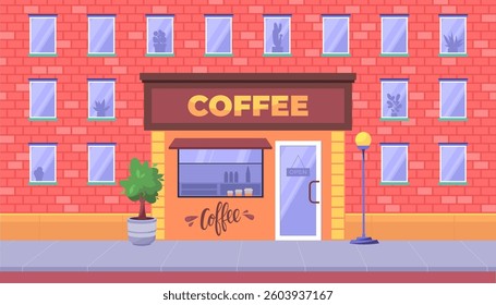 Coffee shop building. Vector illustration in a flat style