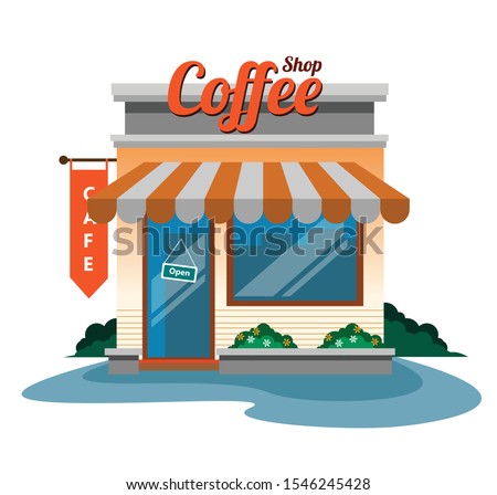 coffee shop bulding vector illustration