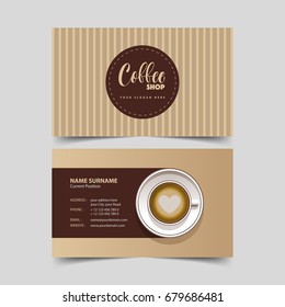 Coffee shop business card design template. 