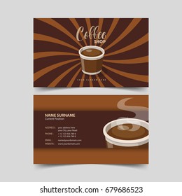 Coffee shop business card design template. 