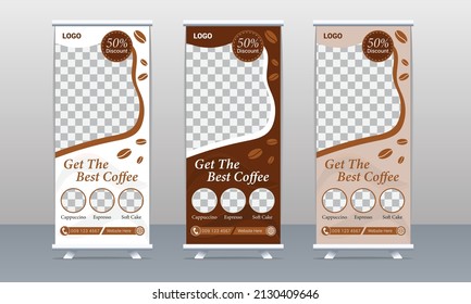 Coffee shop business roll up standee or x banner design