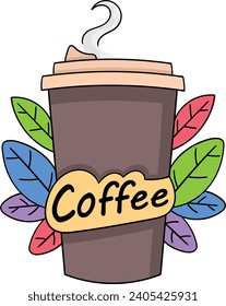 coffee shop business, symbol of a cup filled with delicious coffee, creative illustration design
