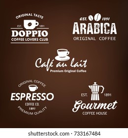 Coffee shop, cafe, bar related vector logo templates, layout set. Design elements, badges, labels.