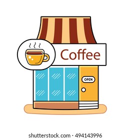 Coffee shop or cafe building, icon isolated.