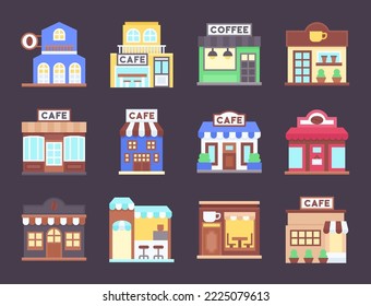Cafetería y café conjunto de iconos planos 4, ilustración vectorial