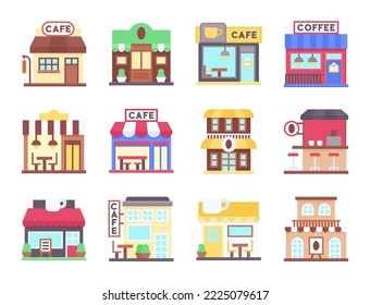 Coffee shop and cafe flat icon set 3, vector illustration