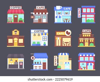 Coffee shop and cafe flat icon set 5, vector illustration
