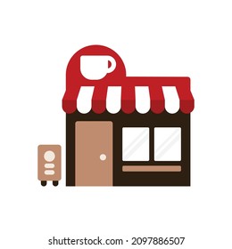 Coffee shop or Cafe, icon, Vector, Illustration.