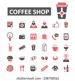 coffee shop, cafe  icons, signs vector concept set for infographics, mobile, website, application
