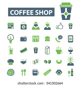 coffee shop, cafe  icons, signs vector concept set for infographics, mobile, website, application
