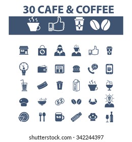 coffee shop, cafe  icons, signs vector concept set for infographics, mobile, website, application
