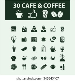 coffee shop, cafe  icons, signs vector concept set for infographics, mobile, website, application 