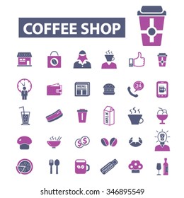 coffee shop, cafe  icons, signs vector concept set for infographics, mobile, website, application