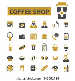 coffee shop, cafe  icons, signs vector concept set for infographics, mobile, website, application