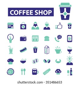 coffee shop, cafe  icons, signs vector concept set for infographics, mobile, website, application 