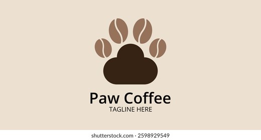 coffee shop and cafe logo design. logo with a combination of paw and coffee beans