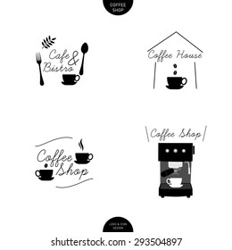 Coffee shop Cafe logo design elements line icons